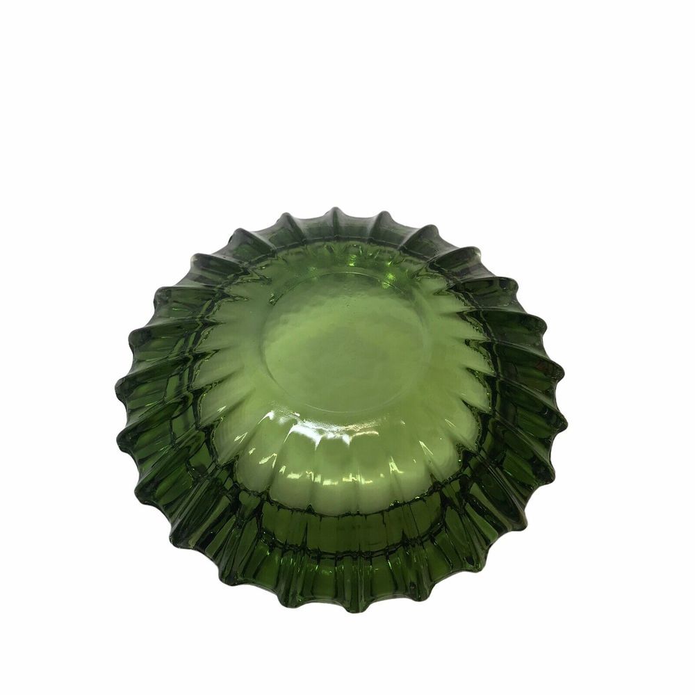 Vintage 1960s Emerald Green Ashtray Pressed Fostoria Mid Century Starburst Retro - Picture 4 of 9
